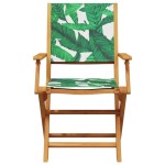 vidaXL Scaune de grădină pliabile 4 buc., textil verde/lemn masiv