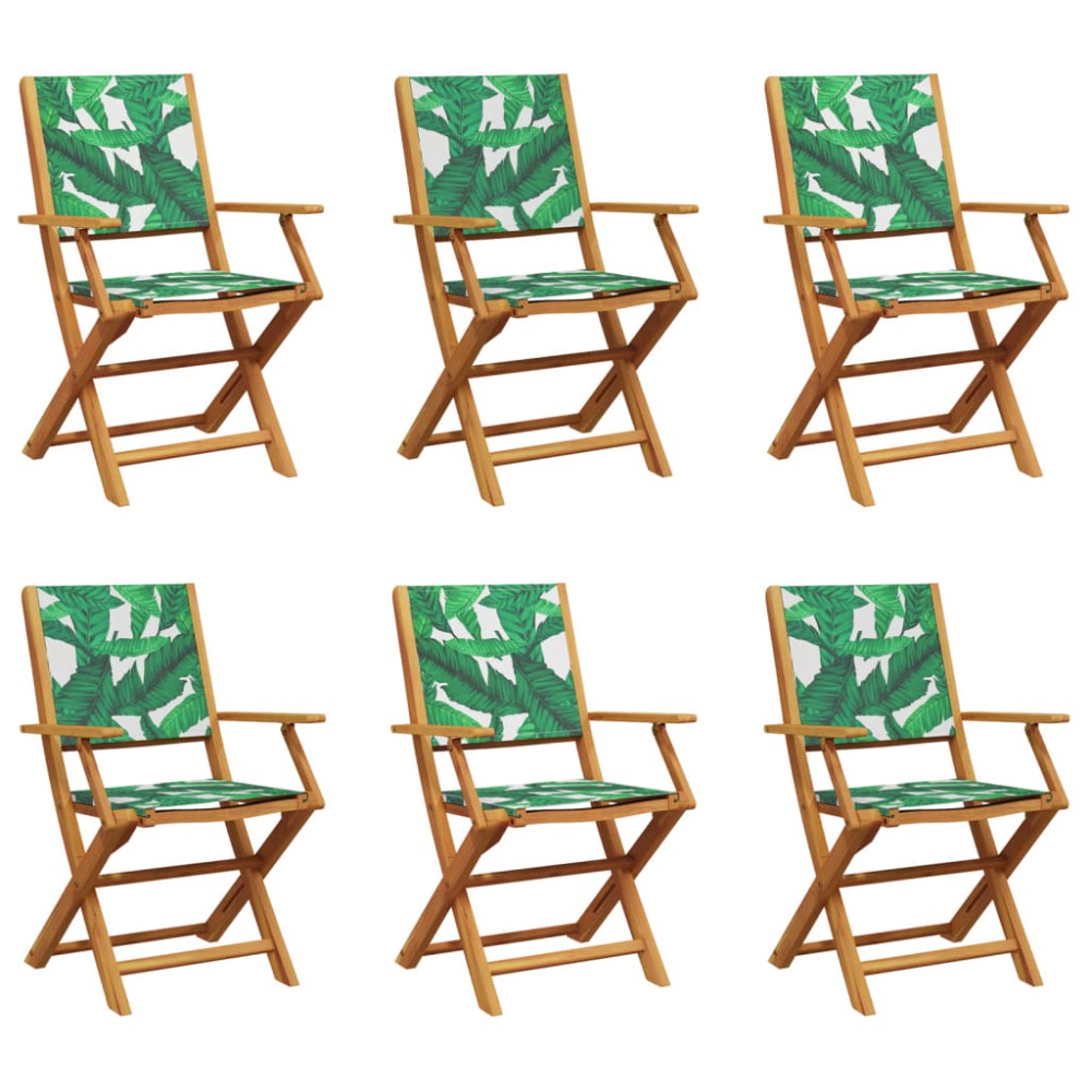 vidaXL Scaune de grădină pliabile 6 buc., textil verde/lemn masiv