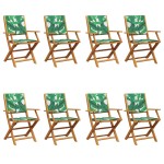 vidaXL Scaune de grădină pliabile 8 buc., textil verde/lemn masiv