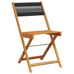 vidaXL Scaune de grădină pliabile, 8 buc., negru, lemn masiv acacia