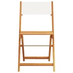 vidaXL Scaune de grădină pliabile 6 buc., textil alb crem/lemn masiv
