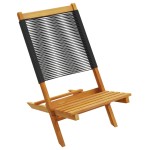 vidaXL Scaune de grădină pliabile, 8 buc., negru, lemn masiv acacia
