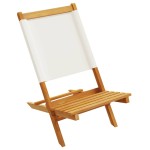 vidaXL Scaune de grădină pliabile 8 buc., textil alb crem/lemn masiv