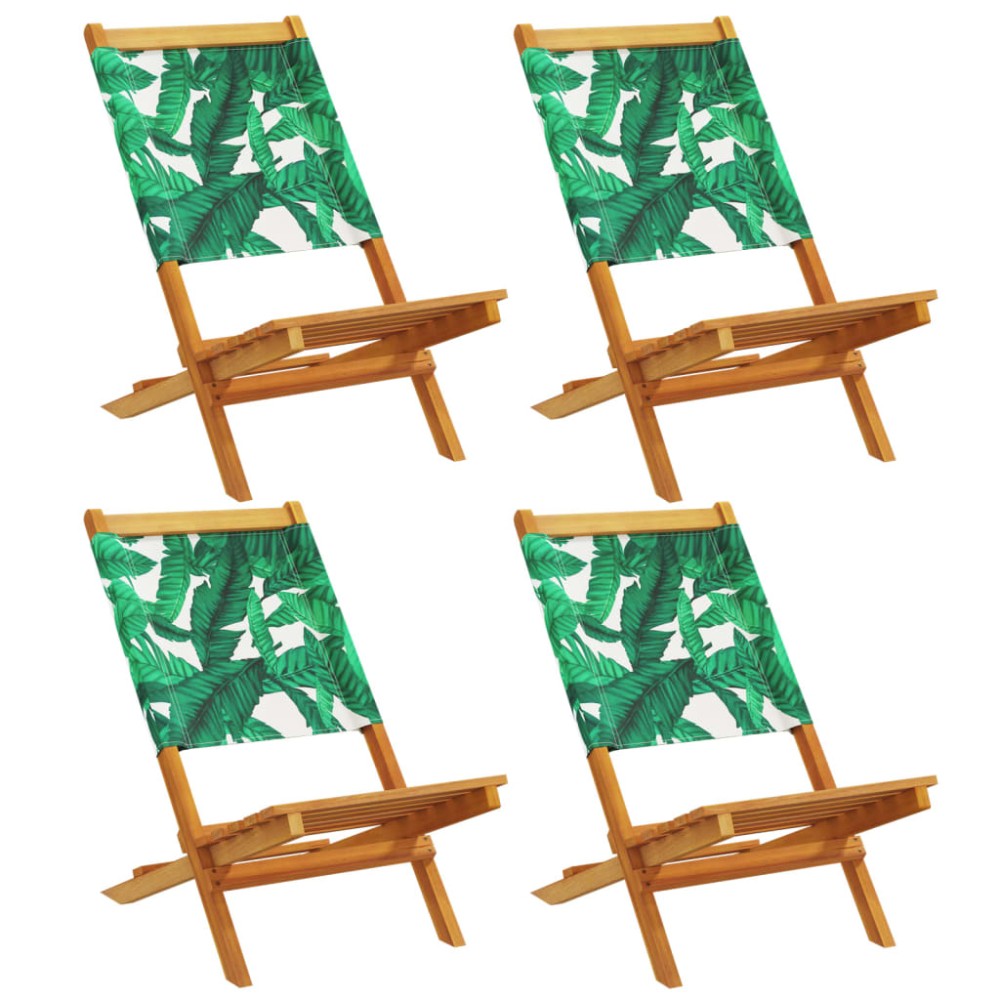vidaXL Scaune de grădină pliabile 4 buc., textil verde/lemn masiv