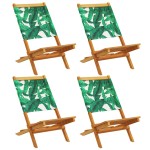 vidaXL Scaune de grădină pliabile 4 buc., textil verde/lemn masiv