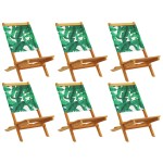 vidaXL Scaune de grădină pliabile 6 buc., textil verde/lemn masiv