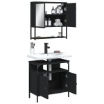 vidaXL Set mobilier de baie, 2 piese, negru, lemn compozit vidaXL Set mobilier de baie, 2 piese, negru, lemn compozit
