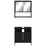 vidaXL Set mobilier de baie, 2 piese, negru, lemn compozit vidaXL Set mobilier de baie, 2 piese, negru, lemn compozit