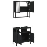vidaXL Set mobilier de baie, 2 piese, negru, lemn compozit vidaXL Set mobilier de baie, 2 piese, negru, lemn compozit