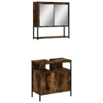 vidaXL Set mobilier de baie, 2 piese, stejar fumuriu, lemn prelucrat vidaXL Set mobilier de baie, 2 piese, stejar fumuriu, lemn prelucrat