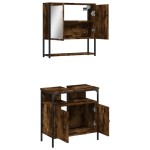 vidaXL Set mobilier de baie, 2 piese, stejar fumuriu, lemn prelucrat vidaXL Set mobilier de baie, 2 piese, stejar fumuriu, lemn prelucrat