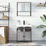 vidaXL Set mobilier de baie, 2 piese, gri sonoma, lemn prelucrat vidaXL Set mobilier de baie, 2 piese, gri sonoma, lemn prelucrat