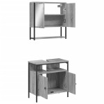 vidaXL Set mobilier de baie, 2 piese, gri sonoma, lemn prelucrat vidaXL Set mobilier de baie, 2 piese, gri sonoma, lemn prelucrat