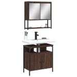 vidaXL Set mobilier de baie, 2 piese, stejar maro, lemn prelucrat vidaXL Set mobilier de baie, 2 piese, stejar maro, lemn prelucrat