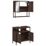vidaXL Set mobilier de baie, 2 piese, stejar maro, lemn prelucrat vidaXL Set mobilier de baie, 2 piese, stejar maro, lemn prelucrat