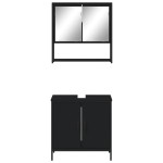 vidaXL Set mobilier de baie, 2 piese, negru, lemn compozit vidaXL Set mobilier de baie, 2 piese, negru, lemn compozit