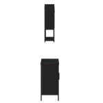 vidaXL Set mobilier de baie, 2 piese, negru, lemn compozit vidaXL Set mobilier de baie, 2 piese, negru, lemn compozit