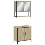 vidaXL Set mobilier de baie, 2 piese, stejar sonoma, lemn prelucrat vidaXL Set mobilier de baie, 2 piese, stejar sonoma, lemn prelucrat