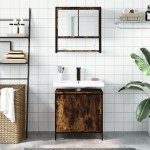 vidaXL Set mobilier de baie, 2 piese, stejar fumuriu, lemn prelucrat vidaXL Set mobilier de baie, 2 piese, stejar fumuriu, lemn prelucrat