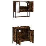 vidaXL Set mobilier de baie, 2 piese, stejar fumuriu, lemn prelucrat vidaXL Set mobilier de baie, 2 piese, stejar fumuriu, lemn prelucrat