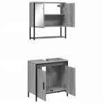 vidaXL Set mobilier de baie, 2 piese, gri sonoma, lemn prelucrat vidaXL Set mobilier de baie, 2 piese, gri sonoma, lemn prelucrat