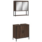 vidaXL Set mobilier de baie, 2 piese, stejar maro, lemn prelucrat