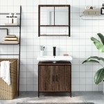 vidaXL Set mobilier de baie, 2 piese, stejar maro, lemn prelucrat