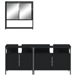 vidaXL Set mobilier de baie, 3 piese, negru, lemn compozit vidaXL Set mobilier de baie, 3 piese, negru, lemn compozit