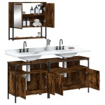 vidaXL Set mobilier de baie, 3 piese, stejar fumuriu, lemn prelucrat vidaXL Set mobilier de baie, 3 piese, stejar fumuriu, lemn prelucrat
