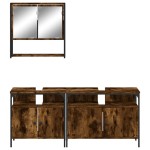 vidaXL Set mobilier de baie, 3 piese, stejar fumuriu, lemn prelucrat vidaXL Set mobilier de baie, 3 piese, stejar fumuriu, lemn prelucrat