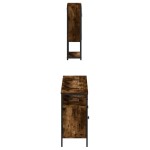 vidaXL Set mobilier de baie, 3 piese, stejar fumuriu, lemn prelucrat vidaXL Set mobilier de baie, 3 piese, stejar fumuriu, lemn prelucrat