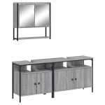 vidaXL Set mobilier de baie, 3 piese, gri sonoma, lemn prelucrat vidaXL Set mobilier de baie, 3 piese, gri sonoma, lemn prelucrat