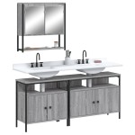 vidaXL Set mobilier de baie, 3 piese, gri sonoma, lemn prelucrat vidaXL Set mobilier de baie, 3 piese, gri sonoma, lemn prelucrat