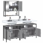 vidaXL Set mobilier de baie, 3 piese, gri sonoma, lemn prelucrat vidaXL Set mobilier de baie, 3 piese, gri sonoma, lemn prelucrat