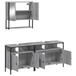 vidaXL Set mobilier de baie, 3 piese, gri sonoma, lemn prelucrat vidaXL Set mobilier de baie, 3 piese, gri sonoma, lemn prelucrat