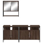 vidaXL Set mobilier de baie, 3 piese, stejar maro, lemn prelucrat
