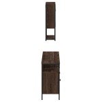 vidaXL Set mobilier de baie, 3 piese, stejar maro, lemn prelucrat