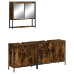 vidaXL Set mobilier de baie, 3 piese, stejar fumuriu, lemn prelucrat vidaXL Set mobilier de baie, 3 piese, stejar fumuriu, lemn prelucrat