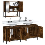 vidaXL Set mobilier de baie, 3 piese, stejar fumuriu, lemn prelucrat vidaXL Set mobilier de baie, 3 piese, stejar fumuriu, lemn prelucrat