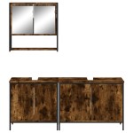 vidaXL Set mobilier de baie, 3 piese, stejar fumuriu, lemn prelucrat vidaXL Set mobilier de baie, 3 piese, stejar fumuriu, lemn prelucrat
