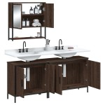 vidaXL Set mobilier de baie, 3 piese, stejar maro, lemn prelucrat