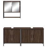 vidaXL Set mobilier de baie, 3 piese, stejar maro, lemn prelucrat