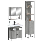 vidaXL Set mobilier de baie, 3 piese, gri sonoma, lemn prelucrat vidaXL Set mobilier de baie, 3 piese, gri sonoma, lemn prelucrat