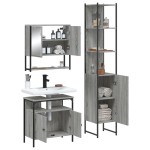 vidaXL Set mobilier de baie, 3 piese, gri sonoma, lemn prelucrat vidaXL Set mobilier de baie, 3 piese, gri sonoma, lemn prelucrat
