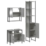 vidaXL Set mobilier de baie, 3 piese, gri sonoma, lemn prelucrat vidaXL Set mobilier de baie, 3 piese, gri sonoma, lemn prelucrat