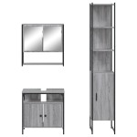 vidaXL Set mobilier de baie, 3 piese, gri sonoma, lemn prelucrat vidaXL Set mobilier de baie, 3 piese, gri sonoma, lemn prelucrat