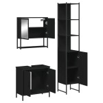 vidaXL Set mobilier de baie, 3 piese, negru, lemn compozit vidaXL Set mobilier de baie, 3 piese, negru, lemn compozit