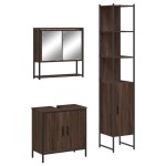 vidaXL Set mobilier de baie, 3 piese, stejar maro, lemn prelucrat