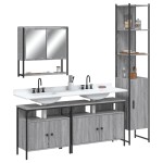 vidaXL Set mobilier de baie, 4 piese, gri sonoma, lemn prelucrat