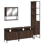 vidaXL Set mobilier de baie, 4 piese, stejar maro, lemn prelucrat vidaXL Set mobilier de baie, 4 piese, stejar maro, lemn prelucrat